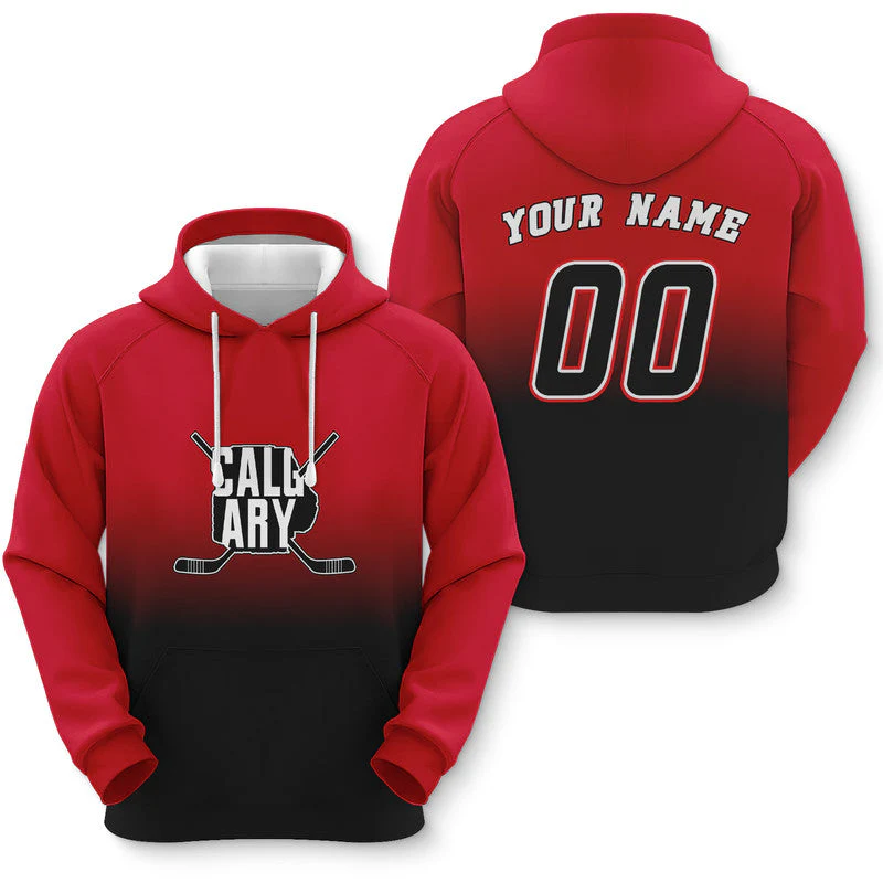 Custom Sports Pullover Sweatshirt Hockey Split Map Calgary Fashion Hoodie