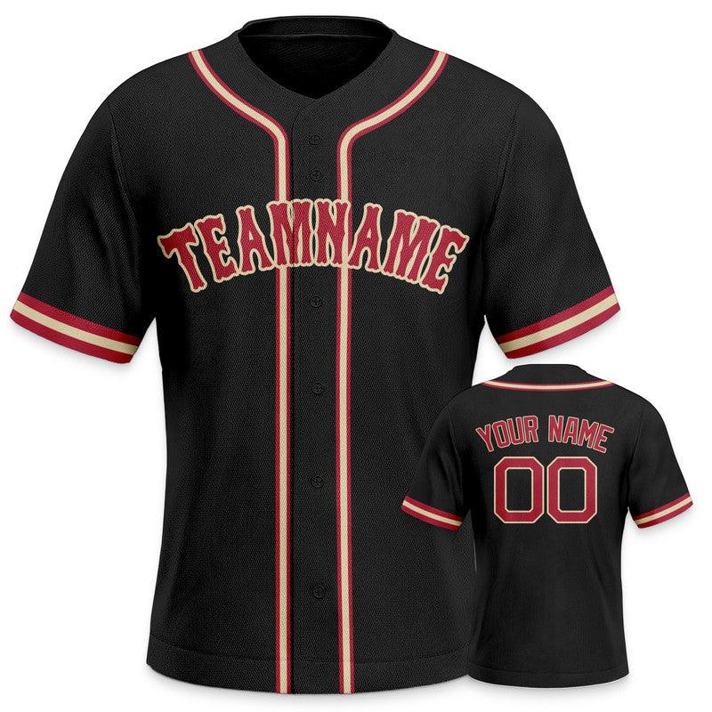 Custom Black Red-White Authentic Baseball Jersey-2