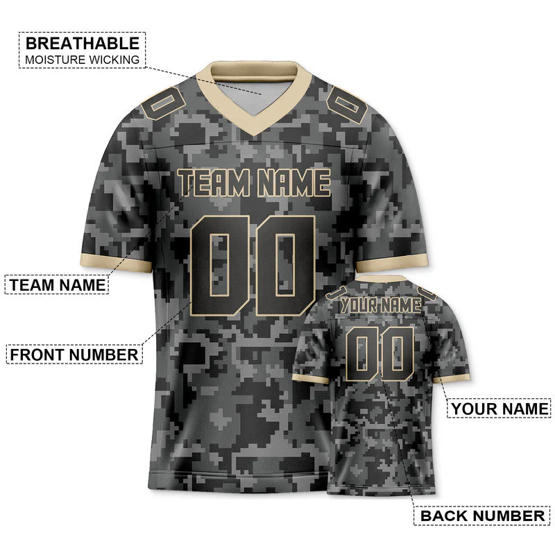 Custom Camo Gray-Cream Authentic Salute To Service Football Jersey