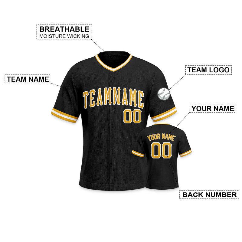 Custom Black Gold-White Authentic Baseball Jersey-1