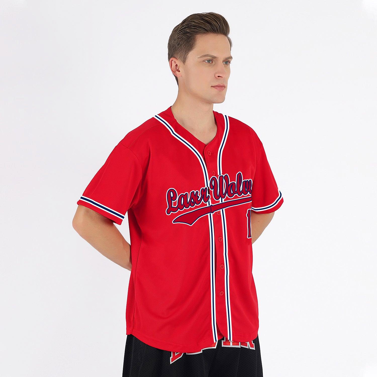 Custom Red Red-Navy Authentic Classic Baseball Jersey