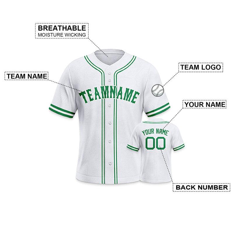Custom White Green-White Authentic Baseball Jersey-2