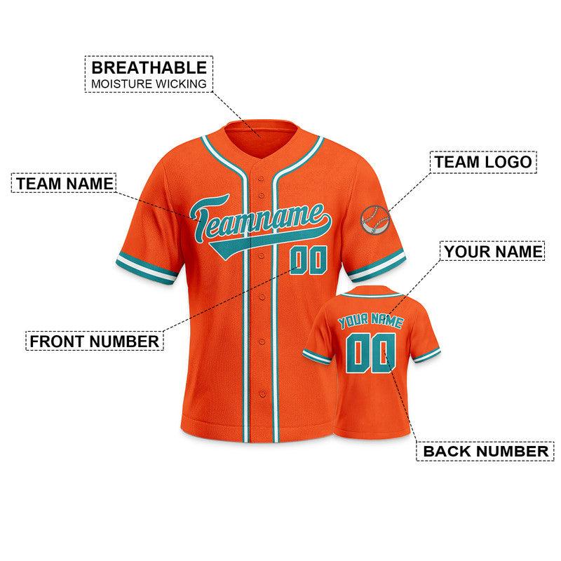 Custom Orange Aqua-White Authentic Baseball Jersey