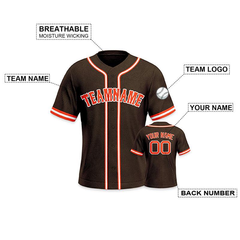 Custom Brown Orange-White Authentic Baseball Jersey-2