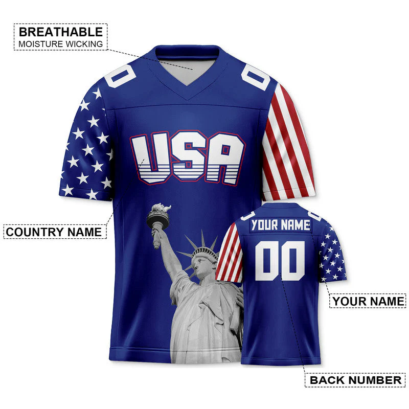 Custom Blue Statue of Liberty Football Uniform