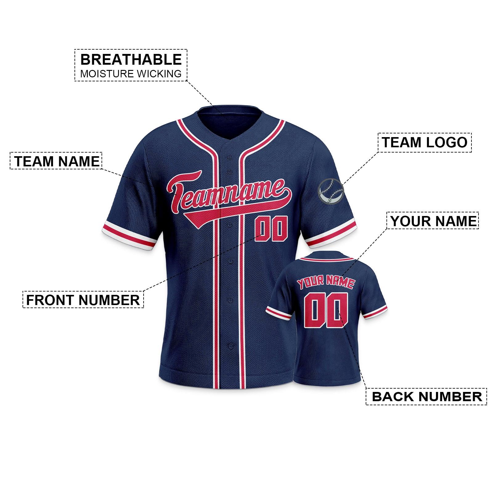 Custom Navy Red-White Authentic Classic Baseball Jersey