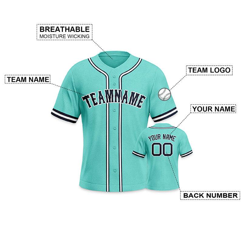 Custom Aqua Navy-White Authentic Baseball Jersey-2