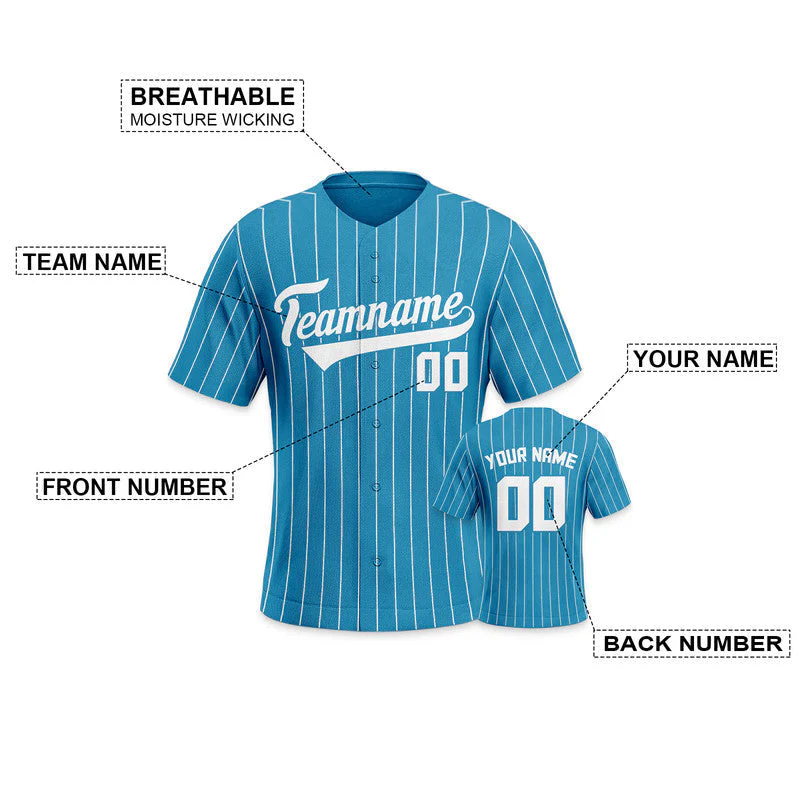 Custom Blue Gray Pinstripe White Gray Authentic Baseball Jersey