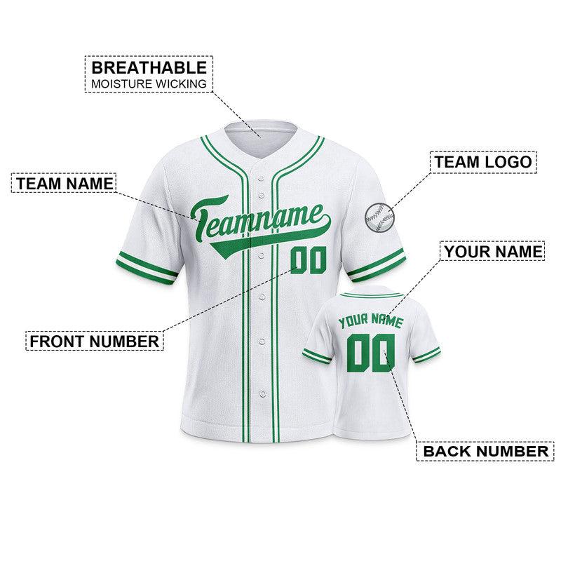 Custom White Green-White Authentic Baseball Jersey