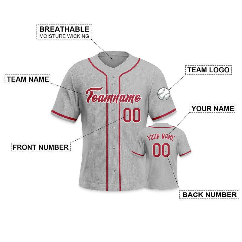 Custom Gray Red-White Authentic Baseball Jersey-3