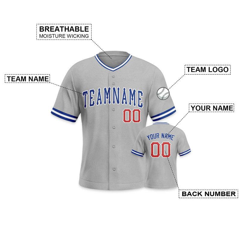 Custom Gray Royal Red-White Authentic Baseball Jersey