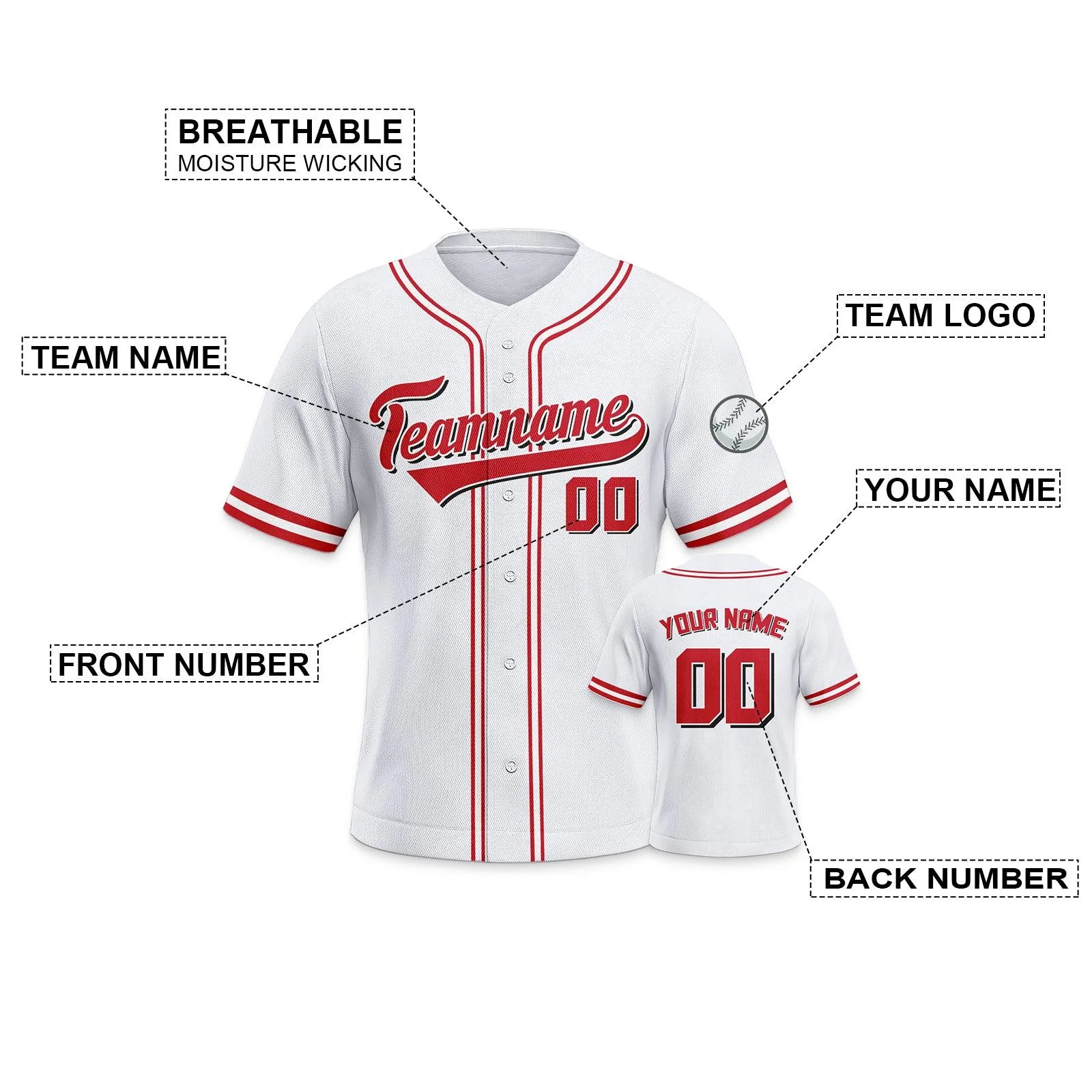 Custom White Red-Black Authentic Classic Baseball Jersey