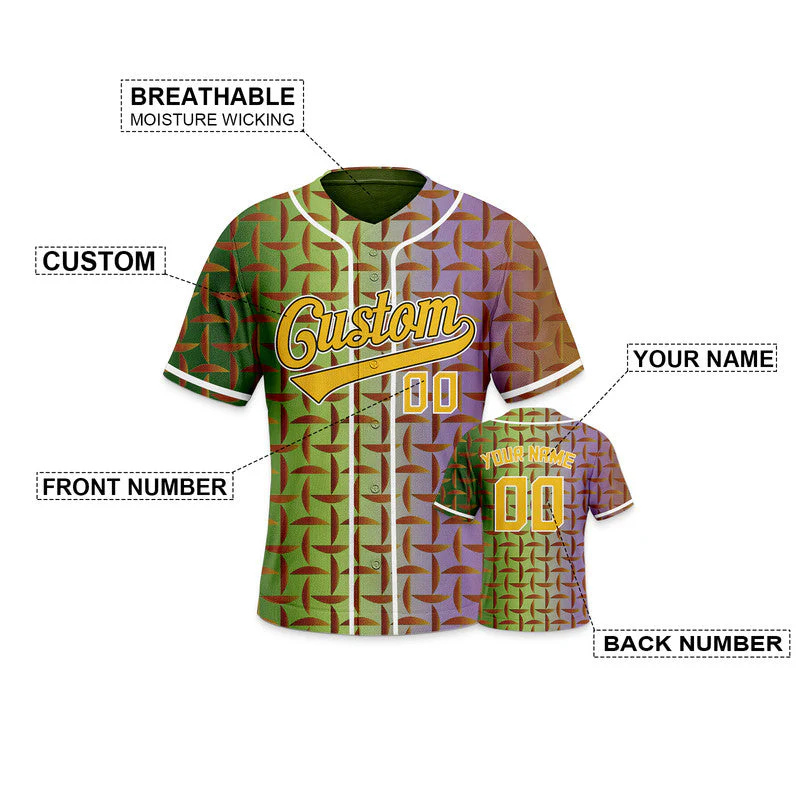 Custom Purple Neon Green-White 3D Pattern Design Authentic Baseball Jersey