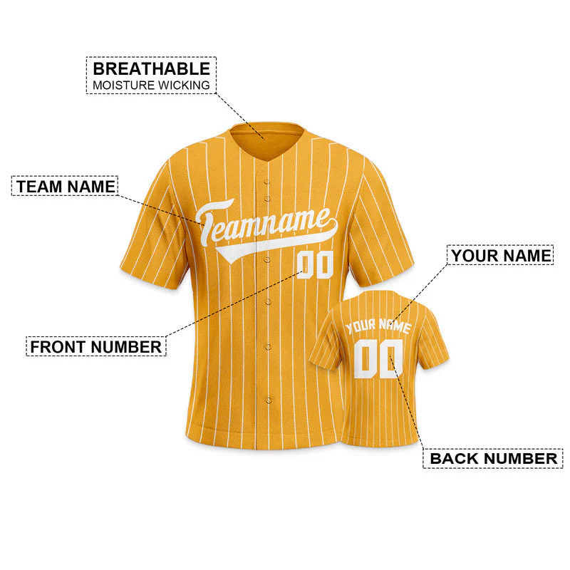 Custom Gold Gray Pinstripe White Gray Authentic Baseball Jersey