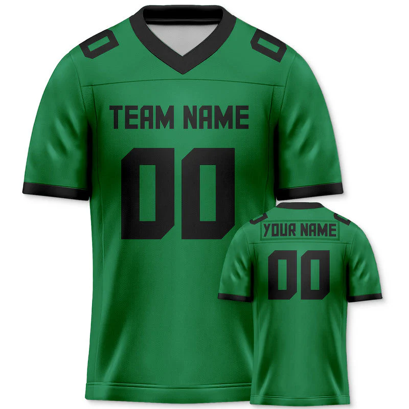 Custom Green Black Mesh Authentic Football Jersey