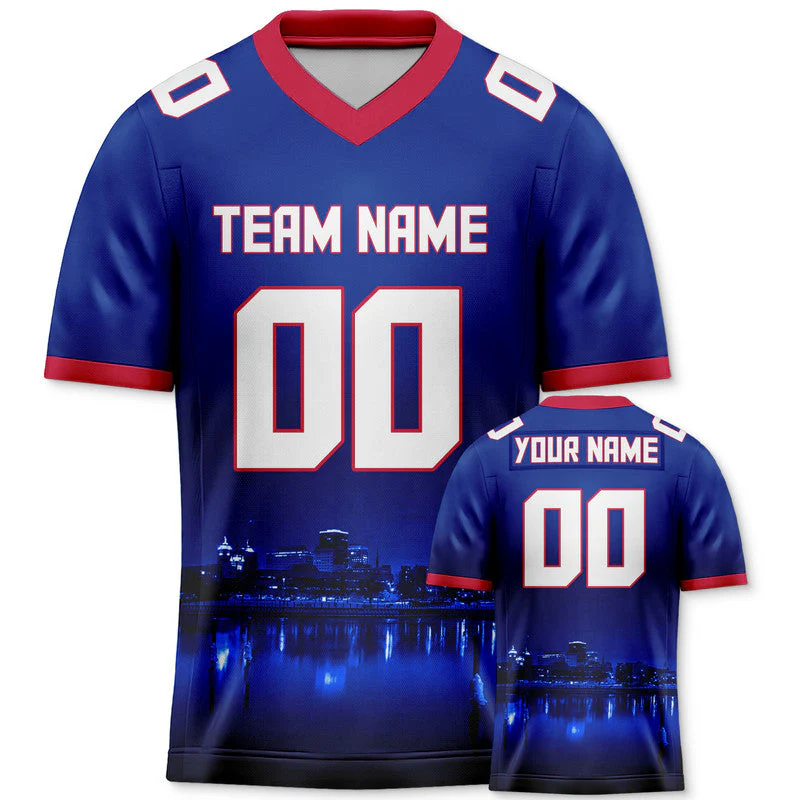 Custom 3D City Night Royal White-Red Authentic Football Silhouette Jersey1