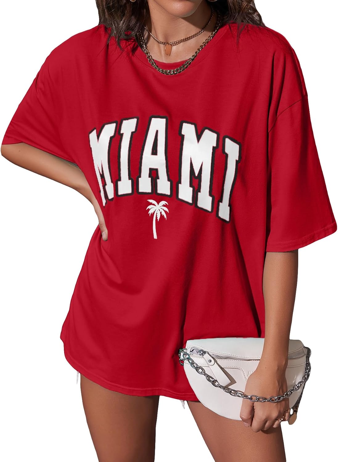 Women's Oversized T Shirts Letter Print Casual Summer Tops Graphic Tees for Women