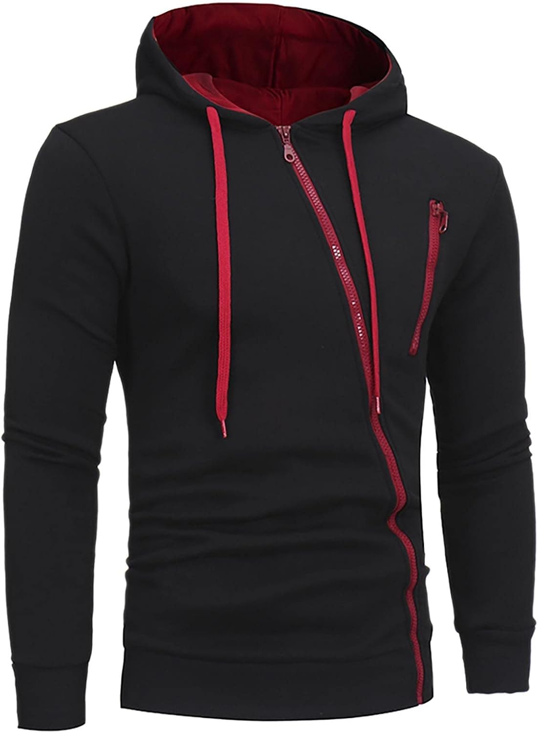 Men Hoodies Pullover Inclined Zipper Sweater Sports Casual Men's Hooded Long Sleeve Cardigan Coat Sweatshirt
