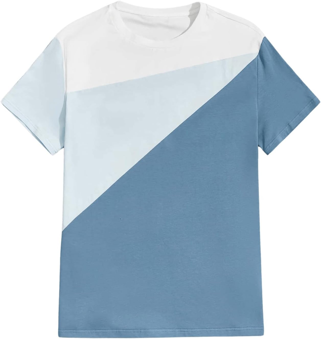 Men's Color Block Round Neck Short Sleeve Casual Tee Shirt Tops
